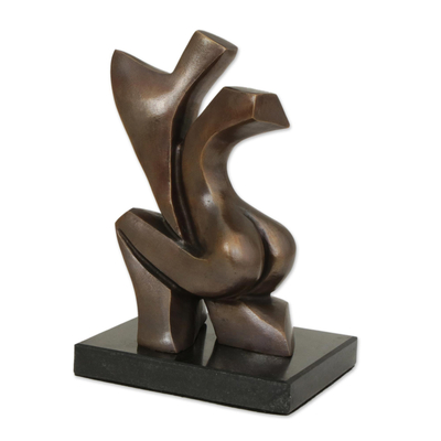 Escultura de bronce - Escultura de bronce abstracta de temática romántica de Brasil