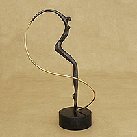 Bronze sculpture, 'Like a Butterfly' - Fine Art Bronze Sculpture of a Dancer from Brazil