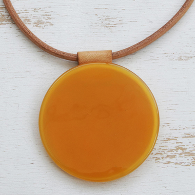 Art glass pendant necklace, Round Sun