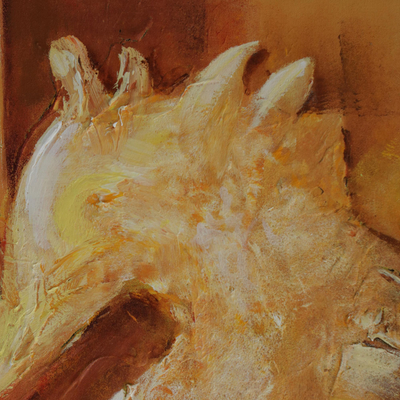 'Seahorse' - Pintura expresionista firmada de un caballito de mar de Brasil