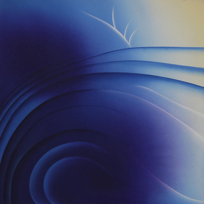 Díptico, 'Como una ola en el mar' (2008) - Pintura díptico de olas abstractas firmada de Brasil (2008)