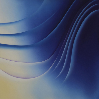 Diptych, 'Like a Wave in the Sea' (2008) - Signed Abstract Wave Diptych Painting from Brazil (2008)