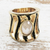 Gold accented quartz band ring, 'Wavy Darkness' - Wavy Gold Accented Quartz Band Ring with Rhodium Accents thumbail