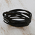 Leather cord bracelet, 'Dark Rivers' - Black Leather Cord Bracelet from Brazil (image 2b) thumbail
