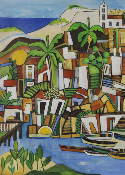 'Itaunas Landscape' - Signed Unique Expressionist Painting of Itaunas from Brazil