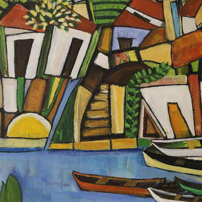 'Itaunas Landscape' - Signed Unique Expressionist Painting of Itaunas from Brazil