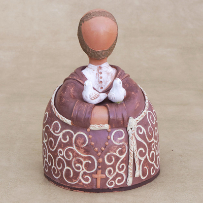 Ceramic figurine, 'Portly Saint Francis' - Brazilian Handcrafted Saint Francis Ceramic Figurine