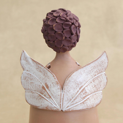 estatuilla de cerámica - Figura de ángel de cerámica artesanal brasileña.