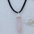 Rose quartz pendant necklace, 'Powerful Essence in Pink' - Rose Quartz Obelisk on Adjustable Cord Pendant Necklace