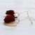 Eucalyptus and ox horn dangle earrings, 'Dramatic Rose' - Handcrafted Red Eucalyptus Rose and Ox Horn Dangle Earrings