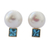 Cultured pearl and blue topaz button earrings, 'Ocean Jewel' - 18k Gold Cultured Mabe Pearl and Blue Topaz Drop Earrings