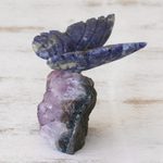 Sodalite and amethyst sculpture, 'Blue Morpho Butterfly' - Petite Sodalite and Amethyst Morpho Butterfly Sculpture