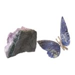 Sodalite and amethyst sculpture, 'Blue Morpho Butterfly' - Petite Sodalite and Amethyst Morpho Butterfly Sculpture