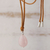 Rose quartz pendant necklace, 'Gemstone Mystique' - Brazilian Handcrafted Rose Quartz Pendant Necklace (image 2d) thumbail