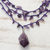Amethyst pendant necklace, 'Violet Crochet' - Handcrafted Amethyst 3 Strand Crochet Necklace from Brazil thumbail
