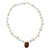 Cultured pearl and tiger's eye pendant necklace, 'Honey in the Clouds' - White Cultured Pearl and Tiger's Eye Necklace from Brazil (image 2c) thumbail
