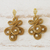 Gold accent golden grass dangle earrings, 'Golden Curls' - Brazilian Golden Grass and Rhinestone Curlicue Earrings