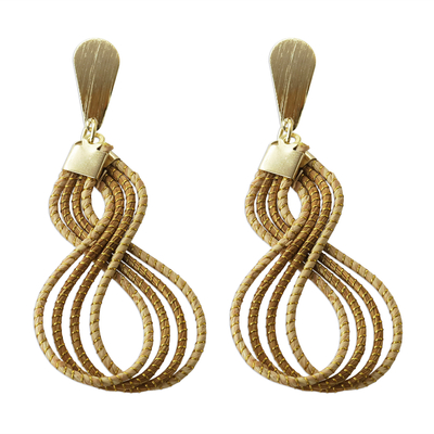 Brazilian Golden Grass Dangle Earrings with 18k Gold Plate - Glamorous ...
