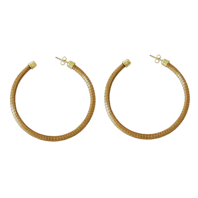 (2.5 Inch) Brazilian Golden Grass Gold Half hoop Earrings