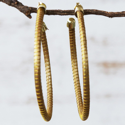 Halbkreis-Ohrringe mit goldenem Akzent, 'Natural Dynamic', goldenes Gras - Goldenes brasilianisches Goldgras Halbkreis-Ohrringe