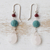 Quartz and apatite dangle earrings, 'Springtime Colors' - Brazilian Rose Quartz Apatite Dangle Earrings