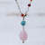 Rose quartz multi-gemstone pendant necklace, 'Springtime Colors' - Brazilian Rose Quartz & Multi-Gemstone Necklace (image 2b) thumbail