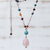 Rose quartz multi-gemstone pendant necklace, 'Springtime Colors' - Brazilian Rose Quartz & Multi-Gemstone Necklace (image 2c) thumbail