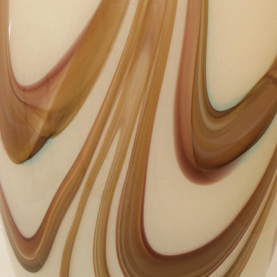 Vase aus Kunstglas, 'Creme und Kaffee' - Creme und Braun Murano-inspirierte Kunstglasvase