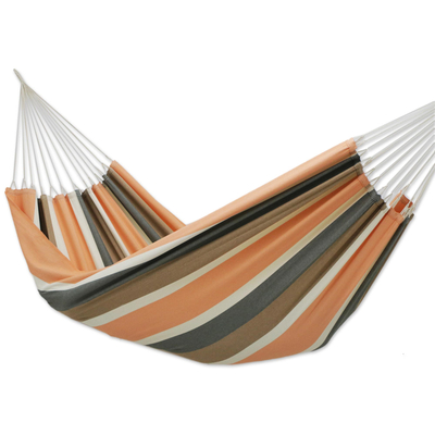 Cotton hammock, 'Rio Stripe' (single) - Single Striped Cotton Hammock from Brazil