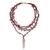 Halskette mit Rosenquarz-Anhänger - Rosenquarz 4-strängige Häkelkette aus Brasilien