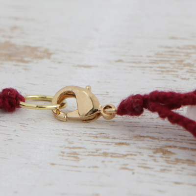 Rose quartz pendant necklace, 'Pink Crochet' - Rose Quartz 4 Strand Crochet Necklace from Brazil
