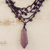 Halskette mit Amethyst-Anhänger - Amethyst 4-strängige Häkel-Anhänger-Halskette aus Brasilien