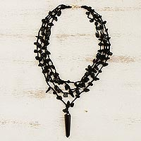 Featured review for Obsidian pendant necklace, Black Crochet