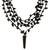 Obsidian pendant necklace, 'Black Crochet' - Obsidian 4 Strand Crochet Necklace from Brazil