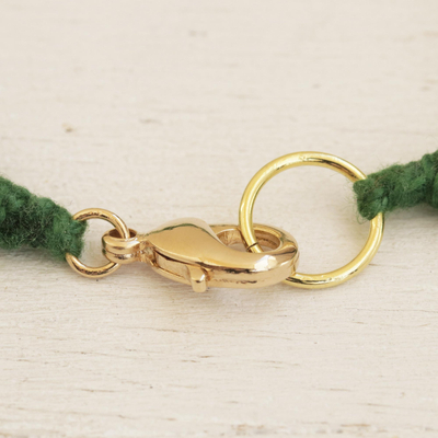 Aventurine pendant necklace, 'Green Crochet' - Aventurine 4 Strand Crochet Pendant Necklace from Brazil
