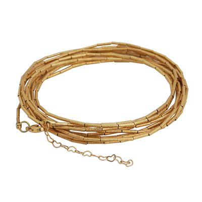 Extra Long 18k Gold Plated Beaded Wrap Bracelet