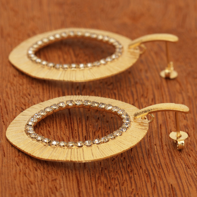 18 Karat vergoldete Ohrhänger - Brasilien 18 Karat vergoldete Ohrringe mit Strasssteinen