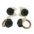 Wood and natural fiber napkin rings, 'Moss Green Roses' (set of 4) - 4 Wood and Natural Fiber Moss Green Floral Napkin Rings