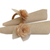 Serviettenringe aus Holz und Naturfasern, (4er-Set) - 4 beige florale Serviettenringe aus Holz und Naturfasern