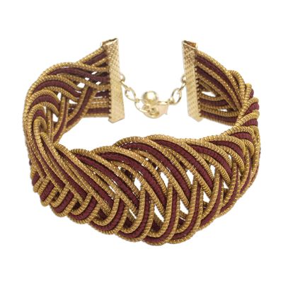 Gold Plated Brass and Golden Grass Bracelet