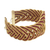 Gold plated golden grass wristband bracelet, 'Maroon Braid' - Gold Plated Brass and Golden Grass Bracelet (image 2d) thumbail
