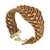 Vergoldetes goldenes Gras-Armband, 'Maroon Braid'. - Armband aus vergoldetem Messing und goldenem Gras