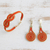 Gold plated golden grass jewelry set, 'Ever Orange' - Tangerine and Gold Plated Golden Grass Jewelry Set thumbail