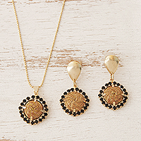 Gold plated golden grass Jewellery set, 'Golden Evenings' - Necklace and Earrings Set Handmade from Golden Grass