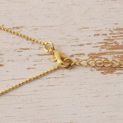 Gold plated golden grass jewelry set, 'Golden Evenings' - Necklace and Earrings Set Handmade from Golden Grass