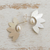 Cultured pearl half-hoop earrings, 'Soaring Wings' - 950 Silver and Cultured Pearl Half-Hoop Earrings (image 2b) thumbail