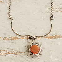 Agate pendant necklace, 'Tangerine Sunrise'