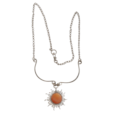 Hand Crafted Orange Agate Pendant Necklace