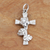 Diamond and rhodium plated sterling silver pendant, 'Cross of Roses' - Cross and Rose Pendant with Genuine Diamond thumbail