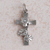 Diamond and rhodium plated sterling silver pendant, 'Cross of Roses' - Cross and Rose Pendant with Genuine Diamond (image 2b) thumbail